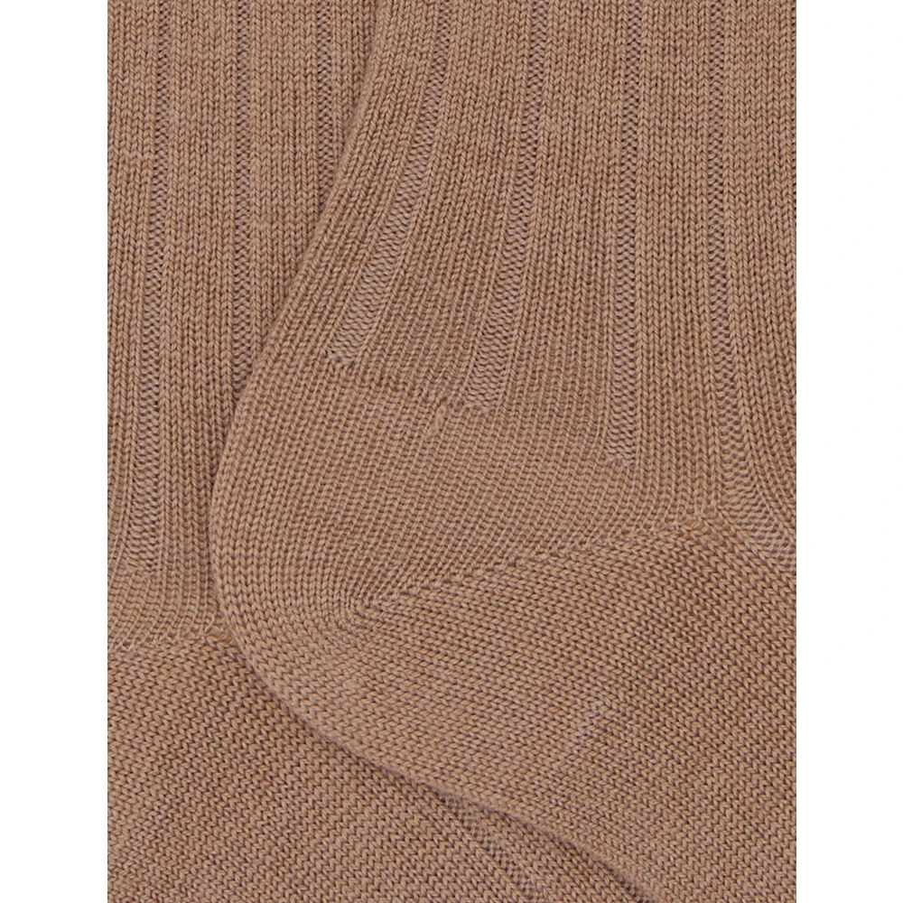 Gallo Lange effen beige geribbelde sokken voor heren Beige Heren