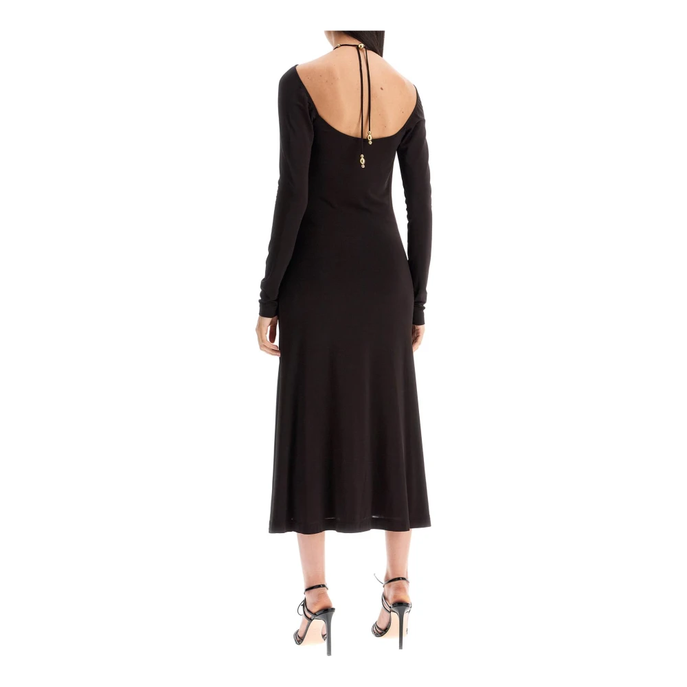 Salvatore Ferragamo Gouden Parel Midi Jurk Brown Dames