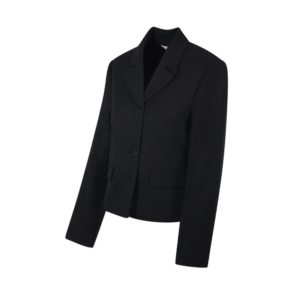 Ganni Zwarte getailleerde blazer in lichte keperstof Black Dames