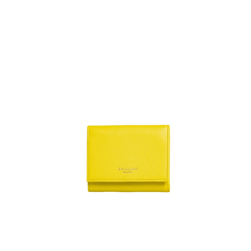 Trussardi Mini Plånbok med Logo Präglad Front Yellow, Dam