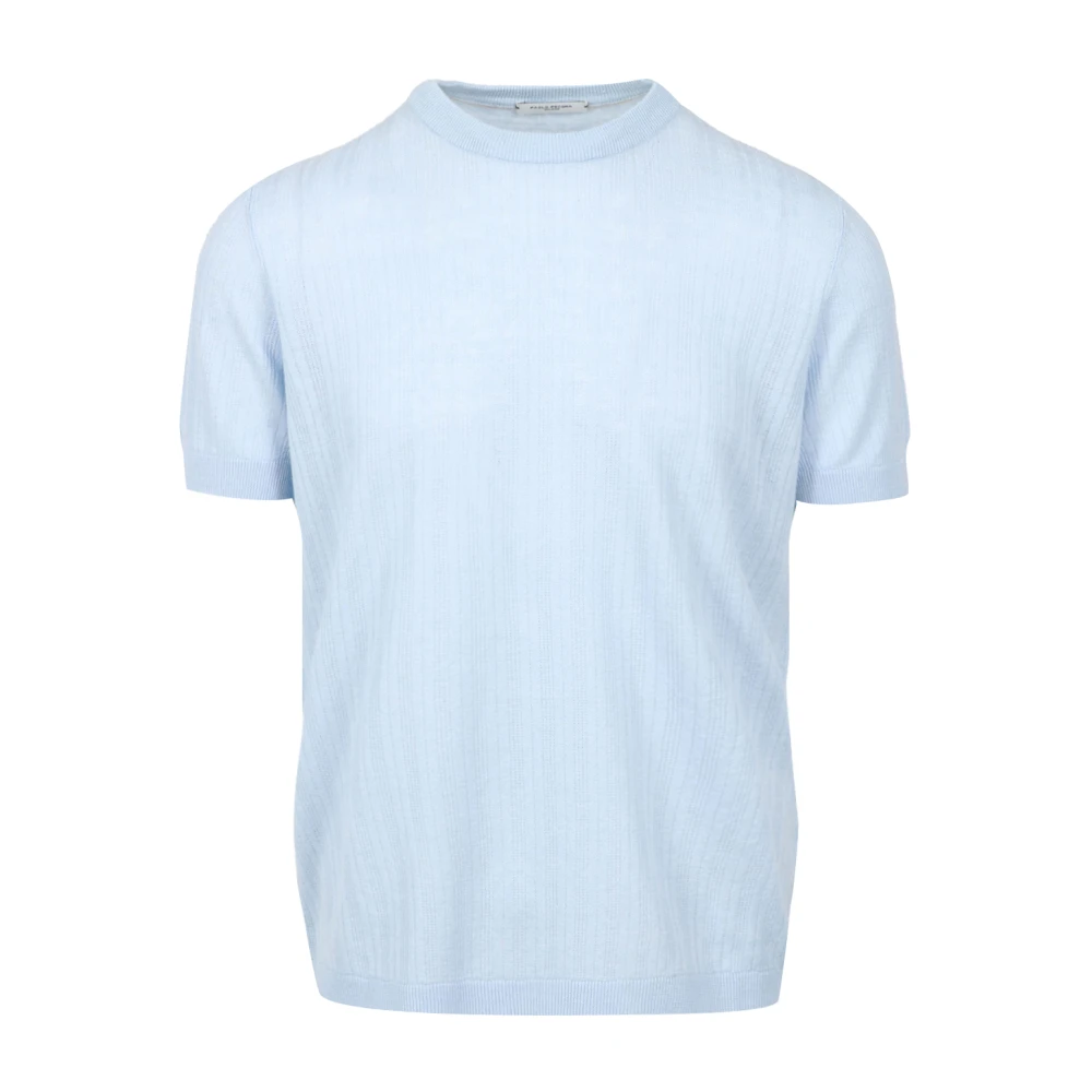 Paolo Pecora Heldere Blauwe Katoenen Crew-neck T-shirt Blue Heren