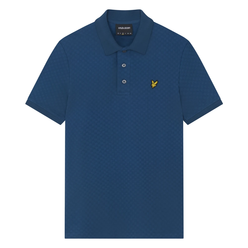 Lyle & Scott Grid Texture Polo Shirt Blue Heren