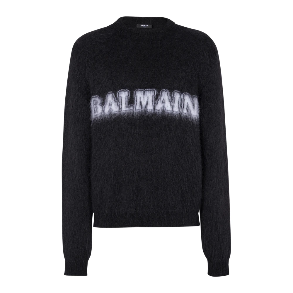 Balmain Black Retro Jumper In Brushed Mohair - Male - Round-Neck Knitwear - L - Knitwear
