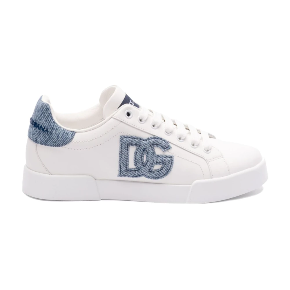 Dolce & Gabbana Women's White Lace-Up Sneakers With Logo Details