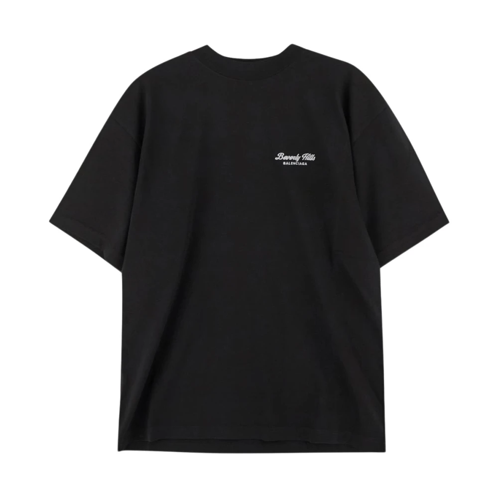 Balenciaga Katoenen Logo T-Shirt Black Heren
