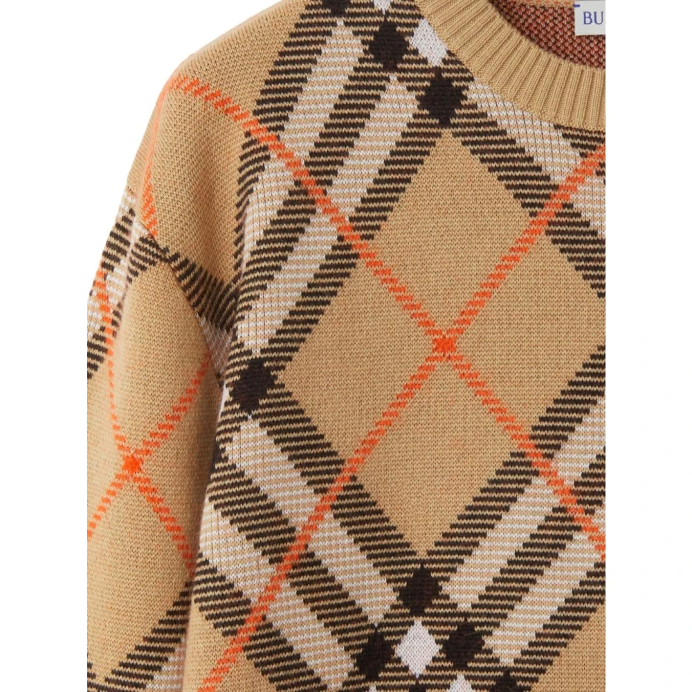 Burberry Geruite Patroon Wollen Trui Beige Heren