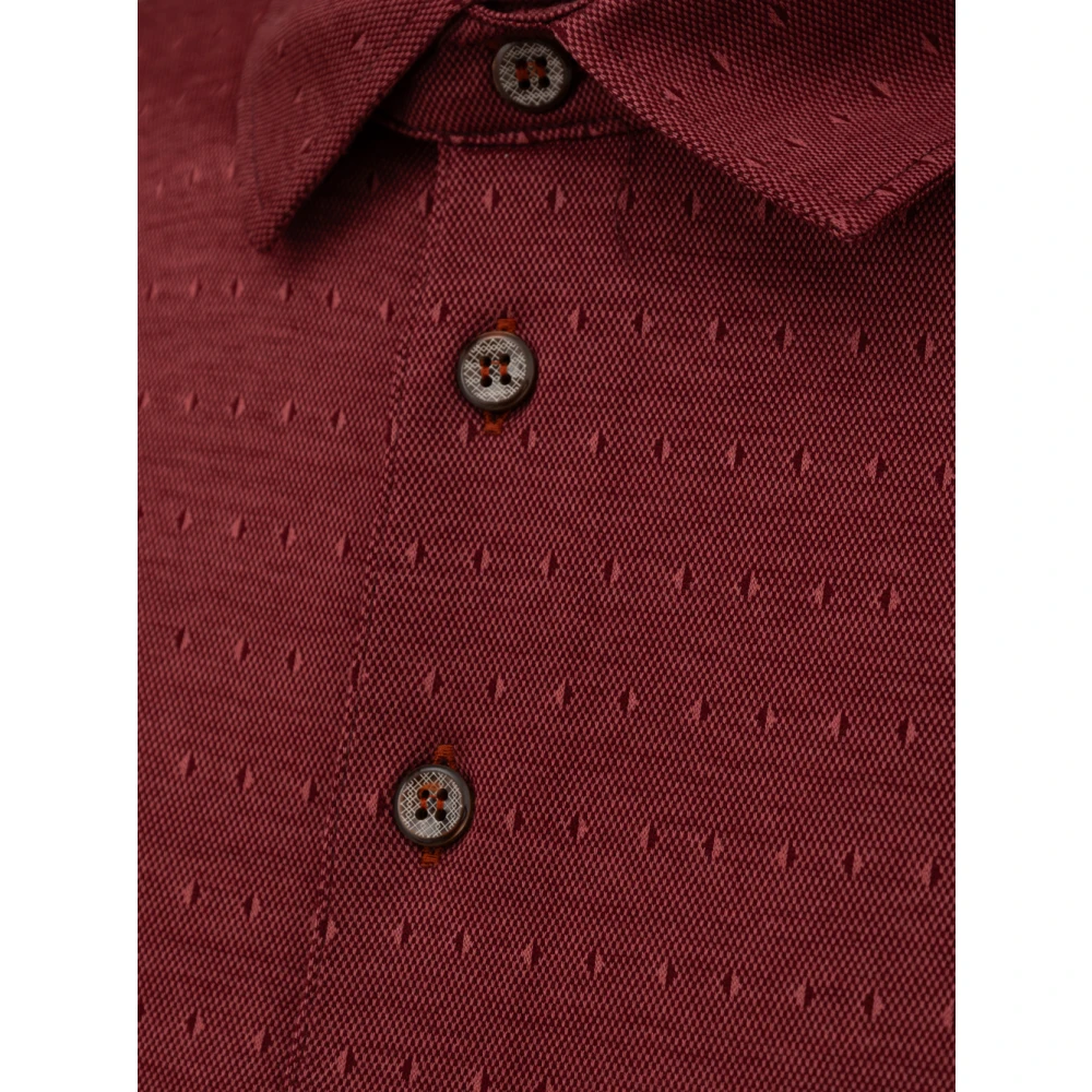 Canali Bordeaux korte mouw polo shirt Red Heren