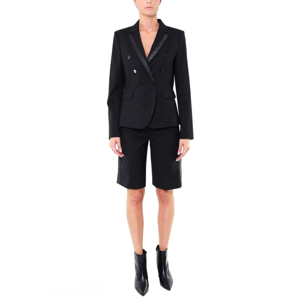pinko Gestreepte Glitter Blazer Jas Zwart Black Dames