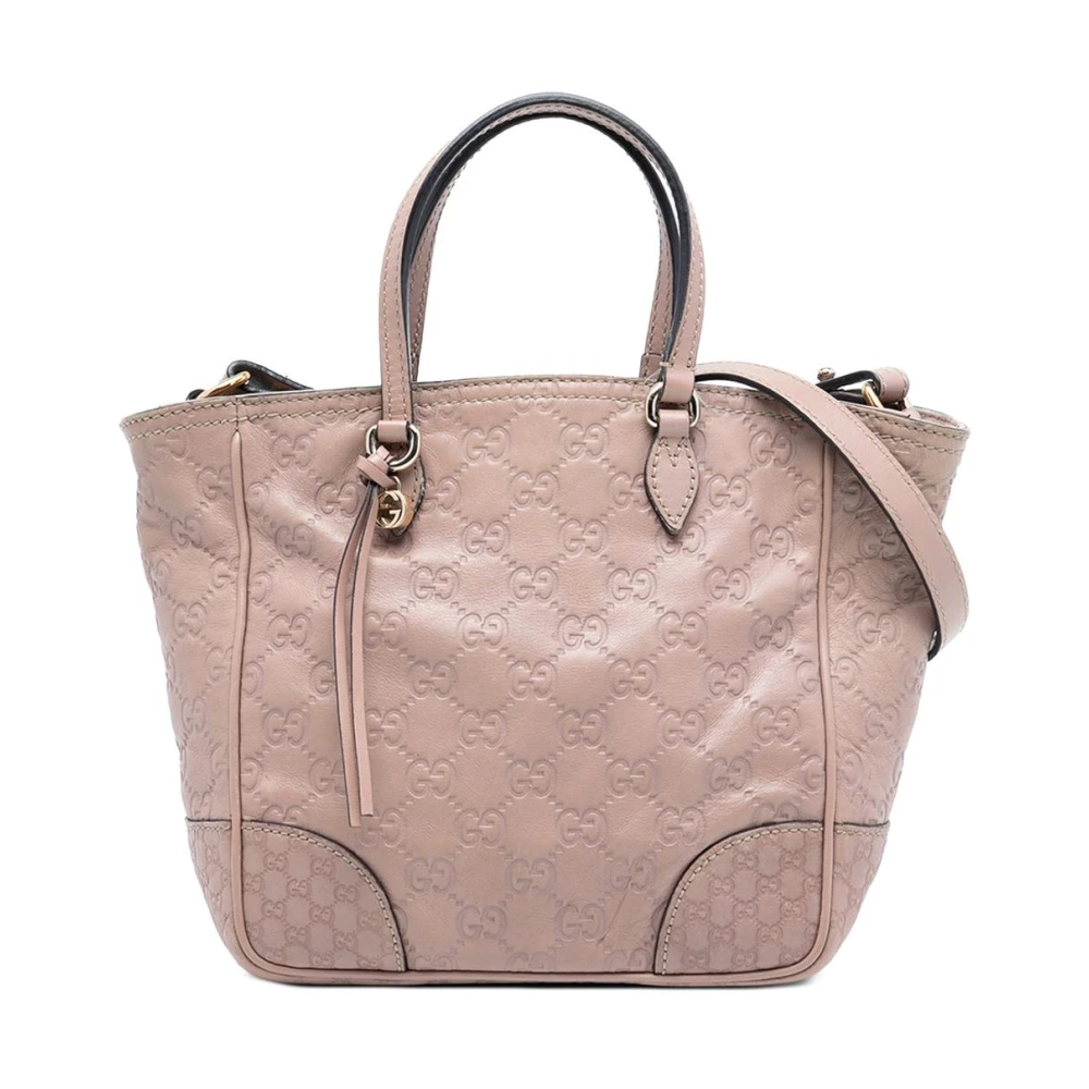 Gucci Vintage Women's Pink Vintage Handbags, One Size, Pre-Owned Embossed Leather Tote Bag