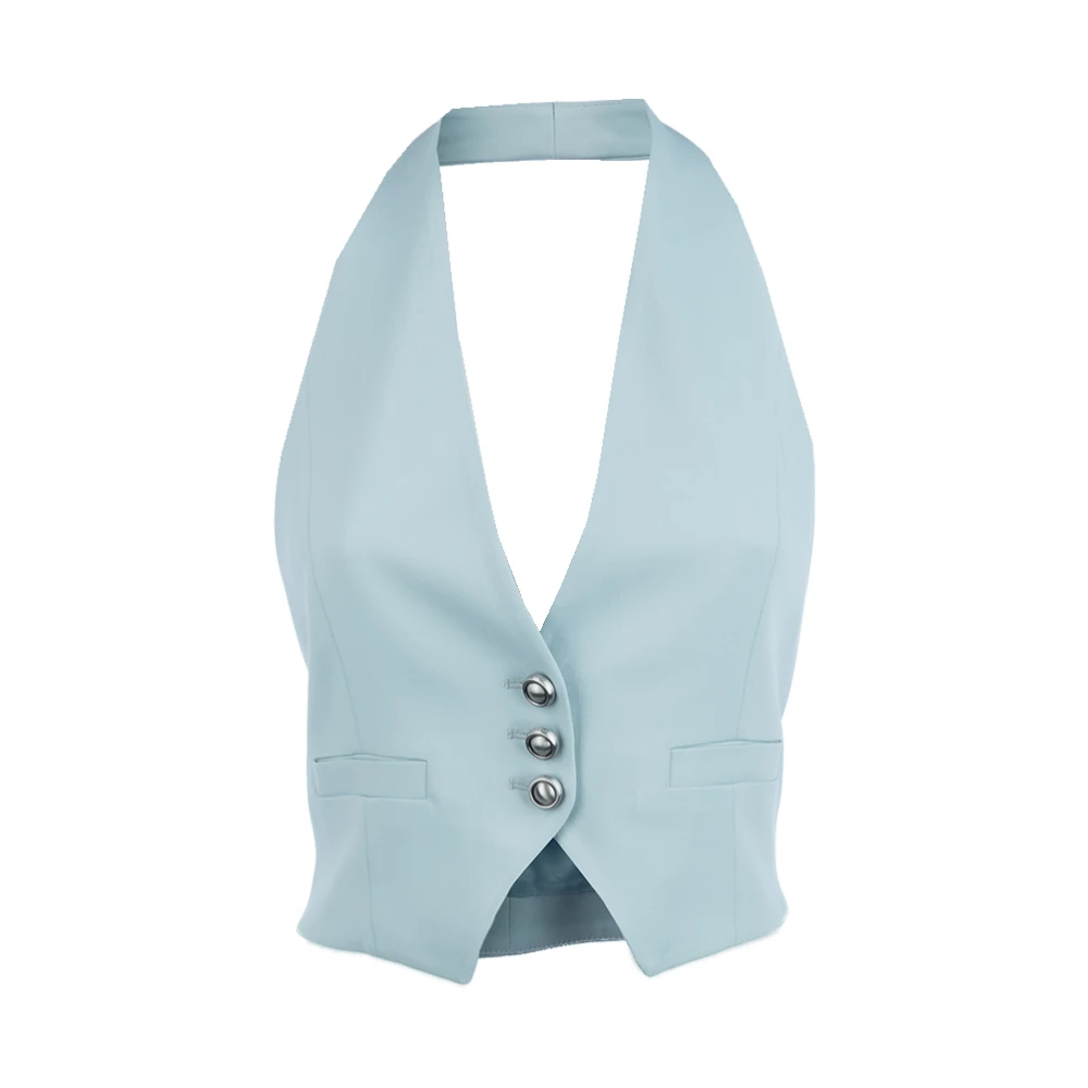 Pinko - Jackets > Vests - Blue - Pinko - Modalova