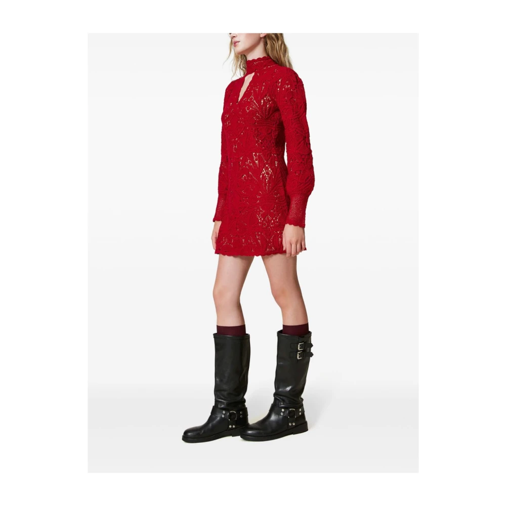 Twinset Rode Wollen Jurk Aw24 Red Dames