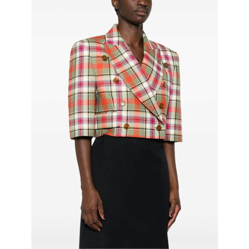 Vivienne Westwood Geruite Patroon Wollen Jas Groen Multikleur Multicolor Dames