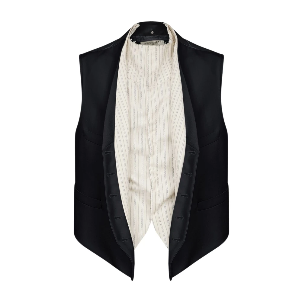 Maison Margiela Zwarte Wollen Twill Jas Black Heren