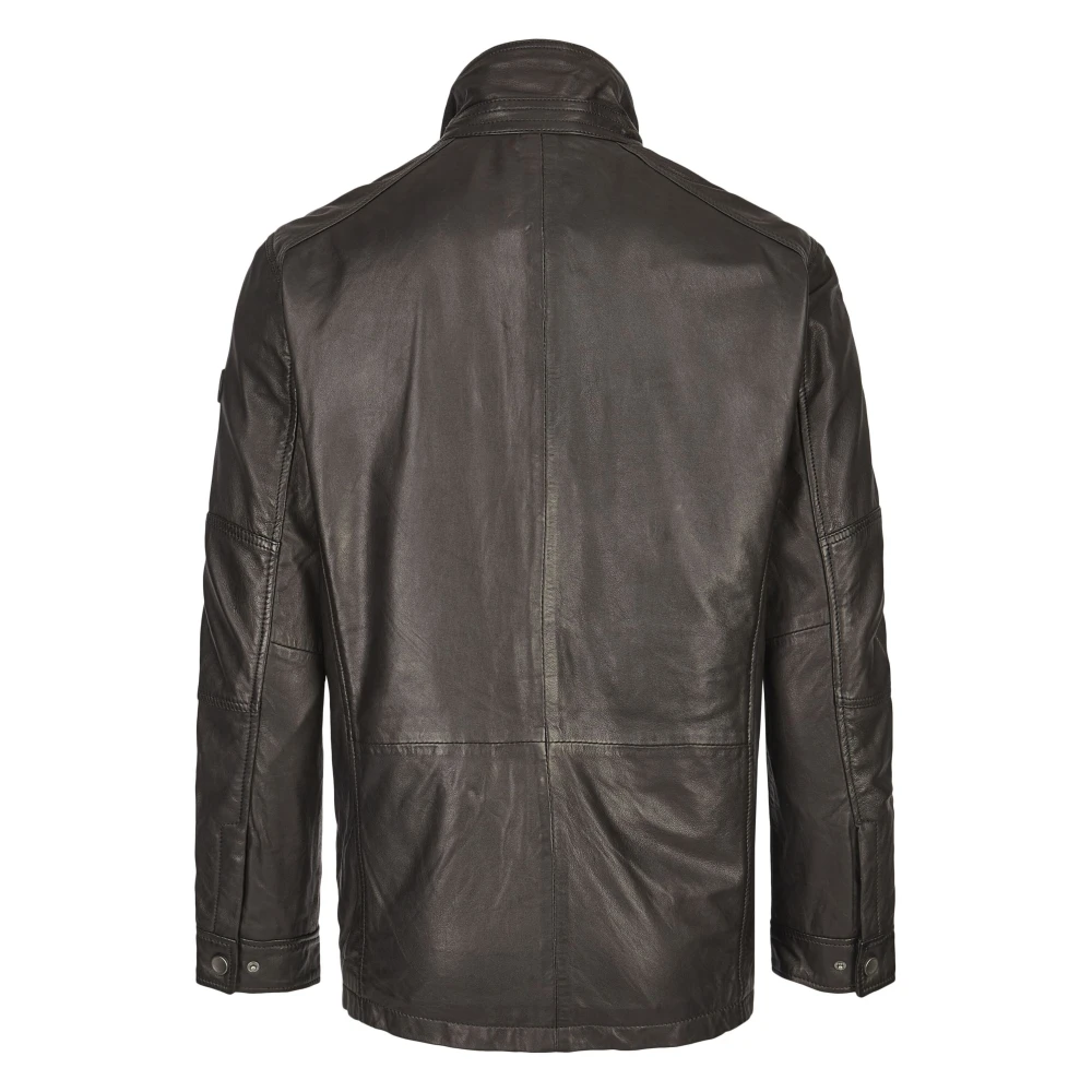 Bugatti Heren Leren Parka Jas Budavid Black Heren