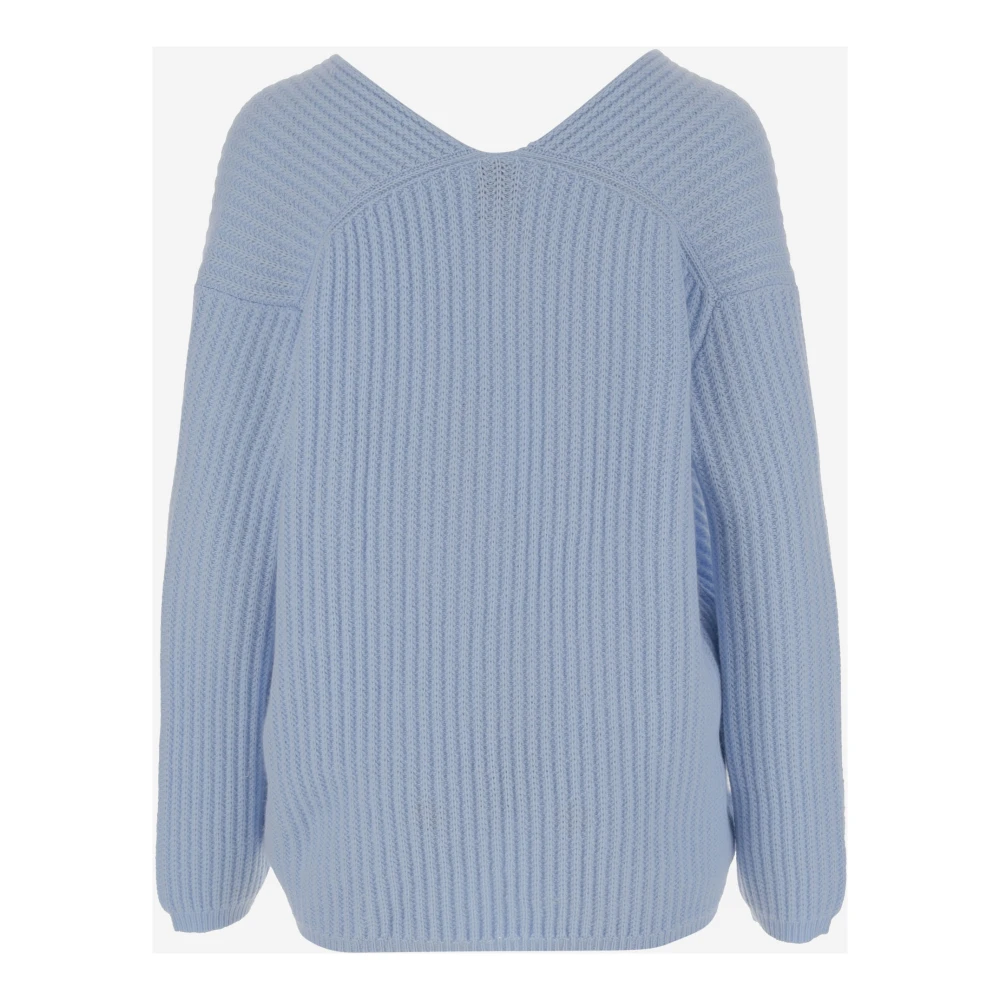 allude Heldere Blauwe V-hals Trui Blue Dames