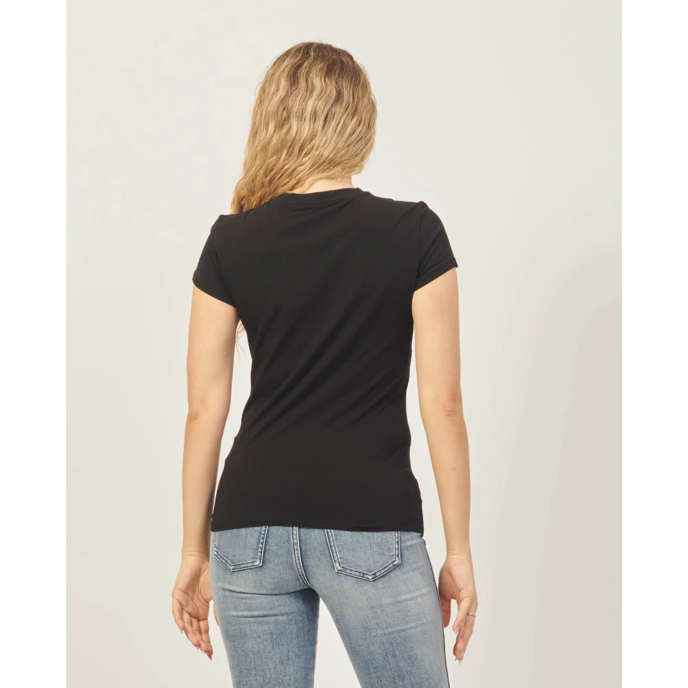 Armani Exchange Slim Fit Zwarte Glitter T-shirt Black Dames
