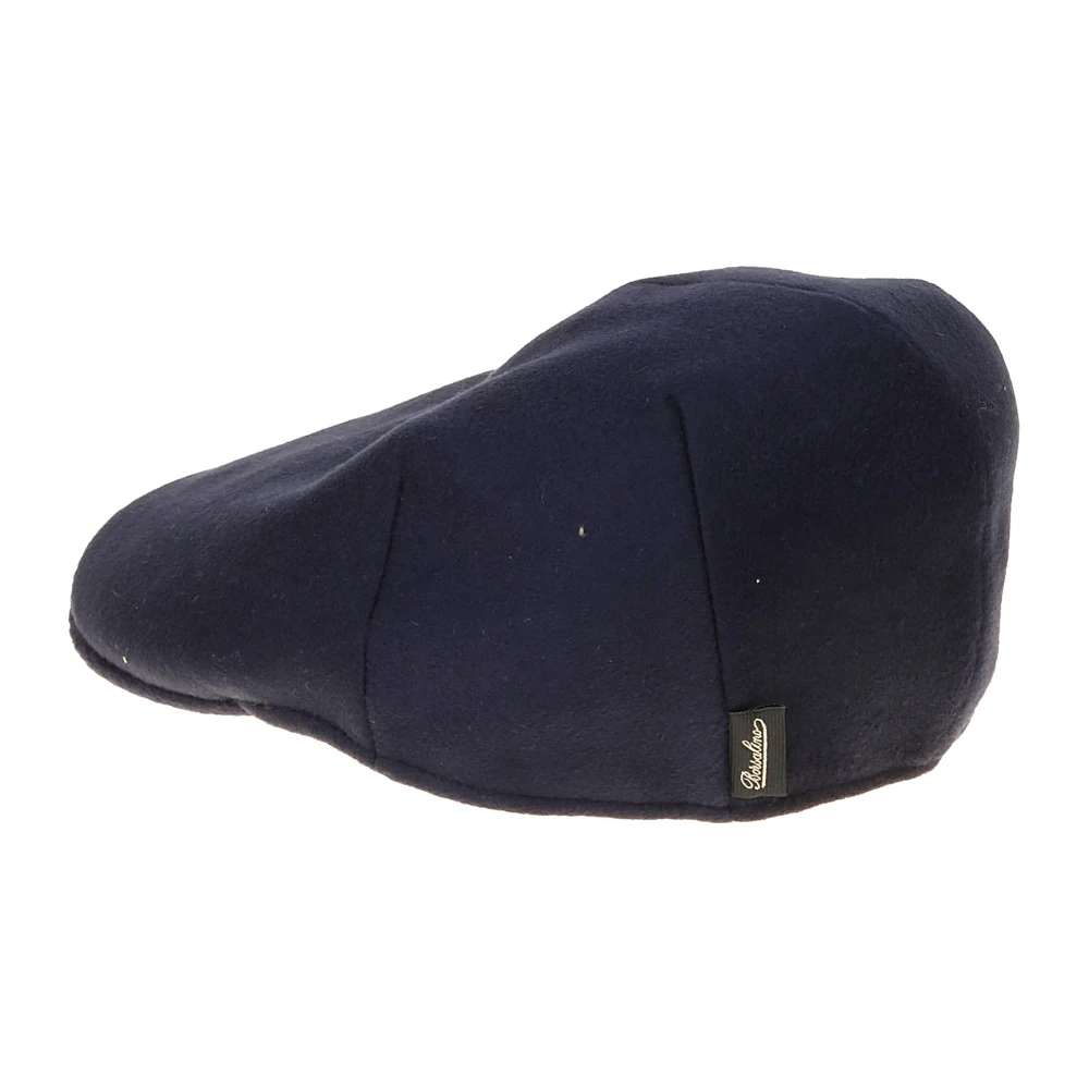 Borsalino Platte eendebek baret met genaaide klep Blue Heren