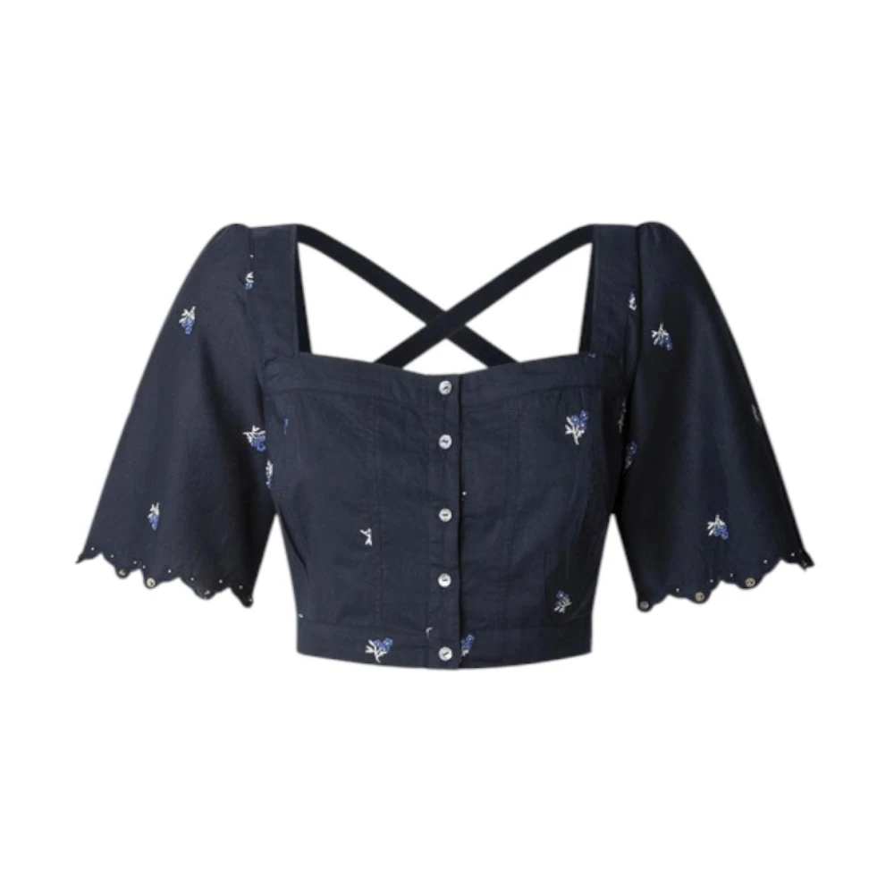 Pepe Jeans Women's Blue Blouses, L, Floral Summer Top