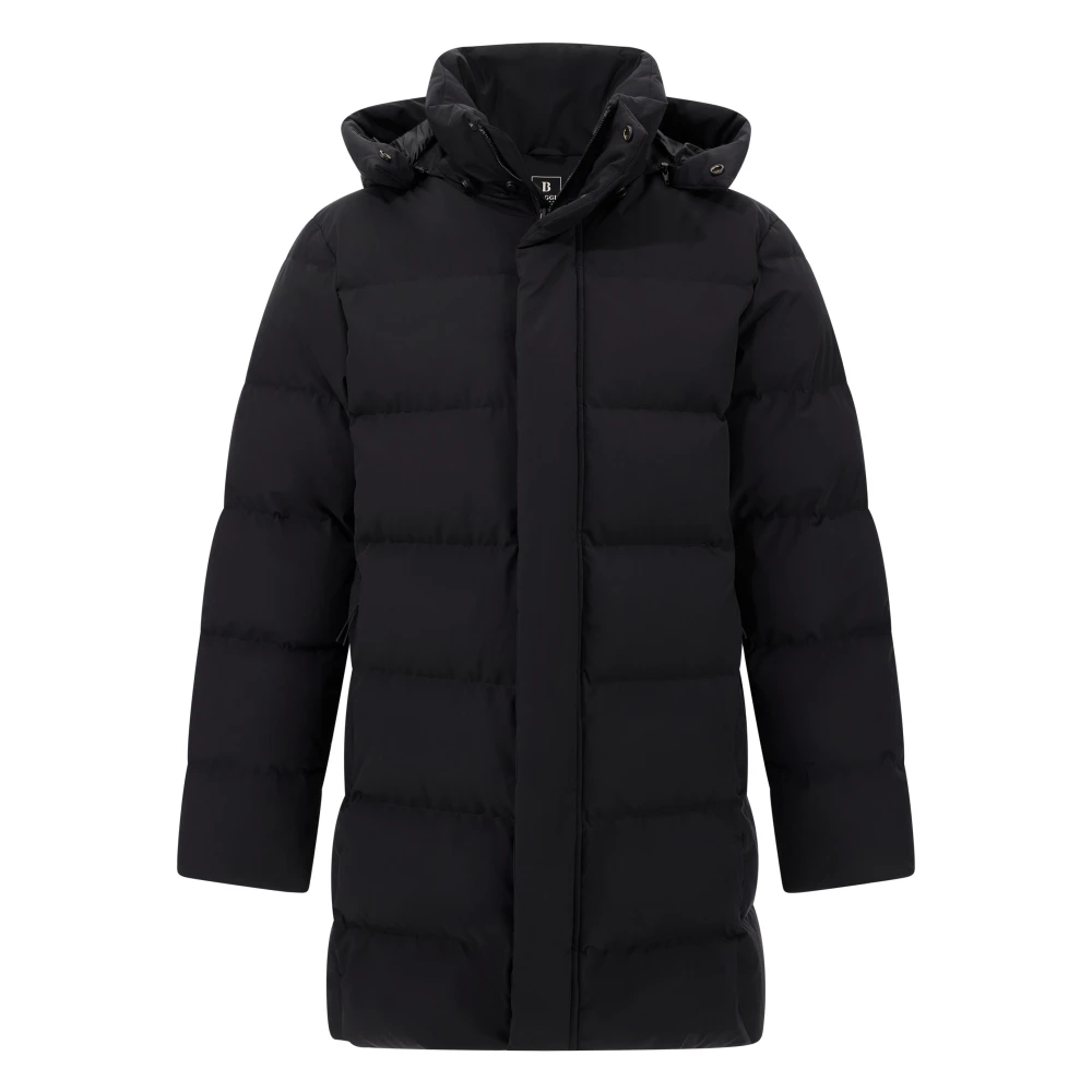 Boggi Milano Mannelijk Zwart Technische Stofparka Gevoerd Met Ganzendons