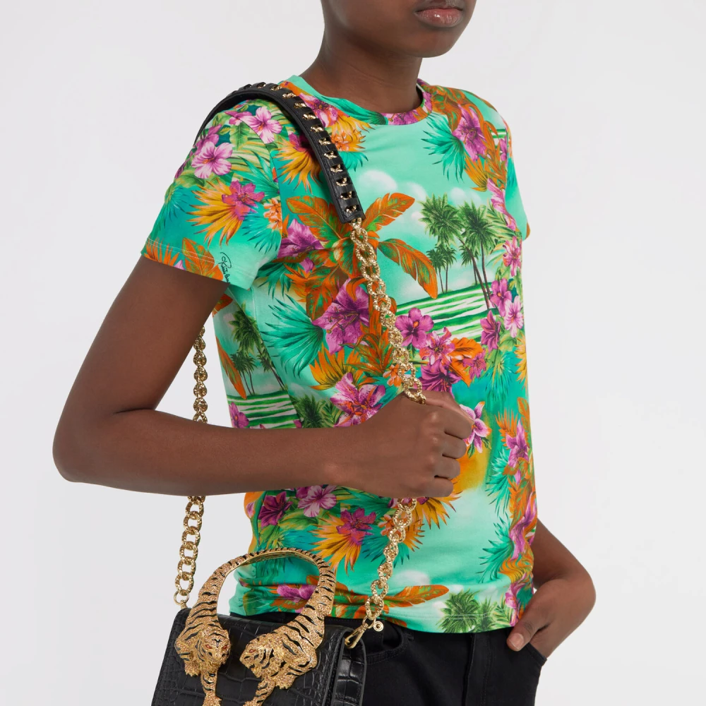 Roberto Cavalli Stijlvolle Medium Roar Tas Black Dames