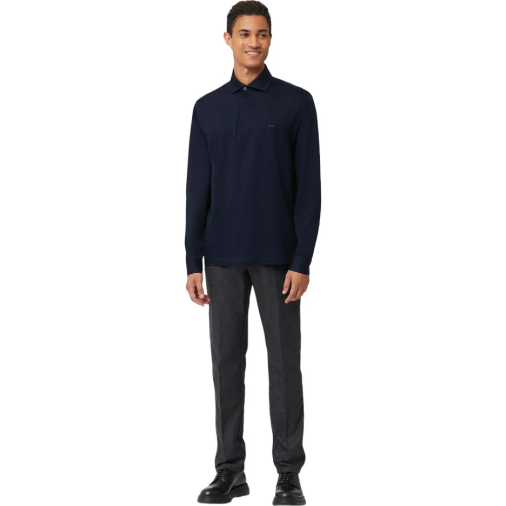 Harmont & Blaine Polo Lange Mouw Blue Heren