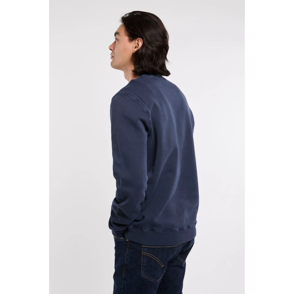 Dondup Blauwe Sweater met Ronde Hals Distressed Blue Heren