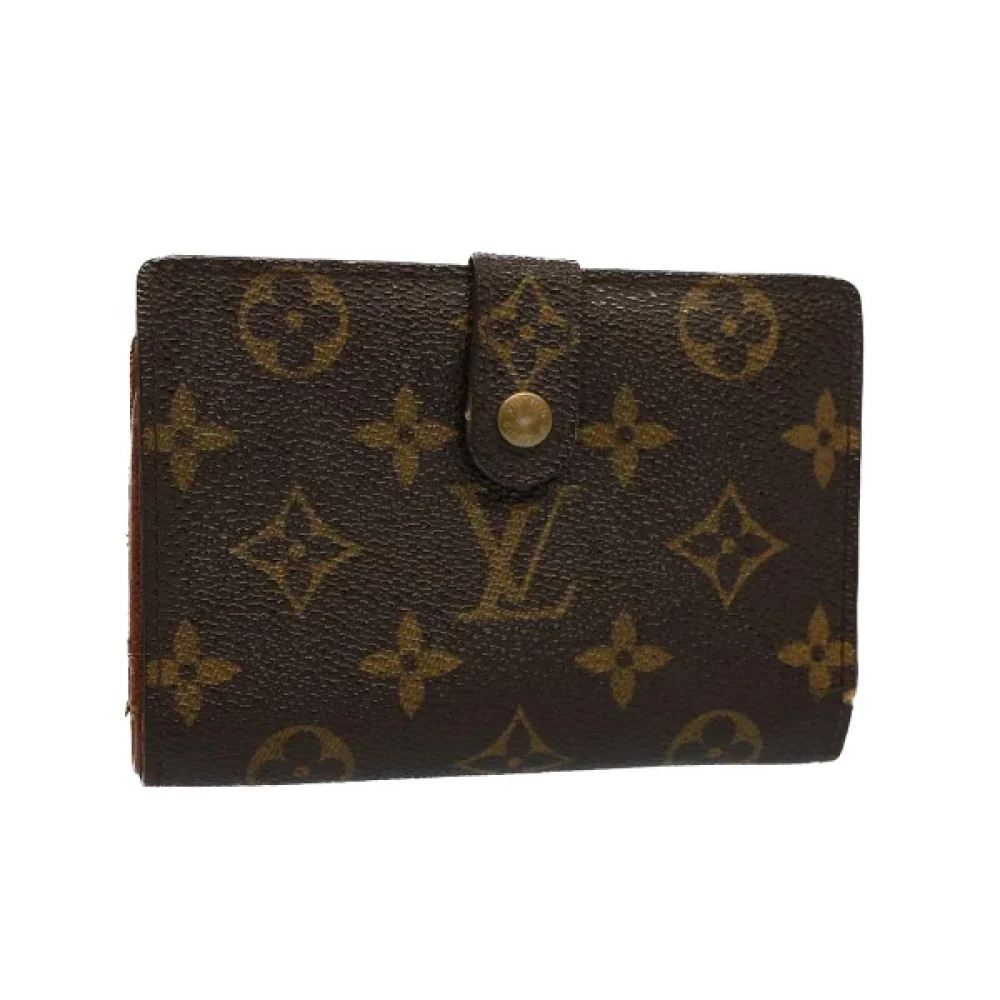 Pre-owned Brunt belagt lerret Louis Vuitton lommebok