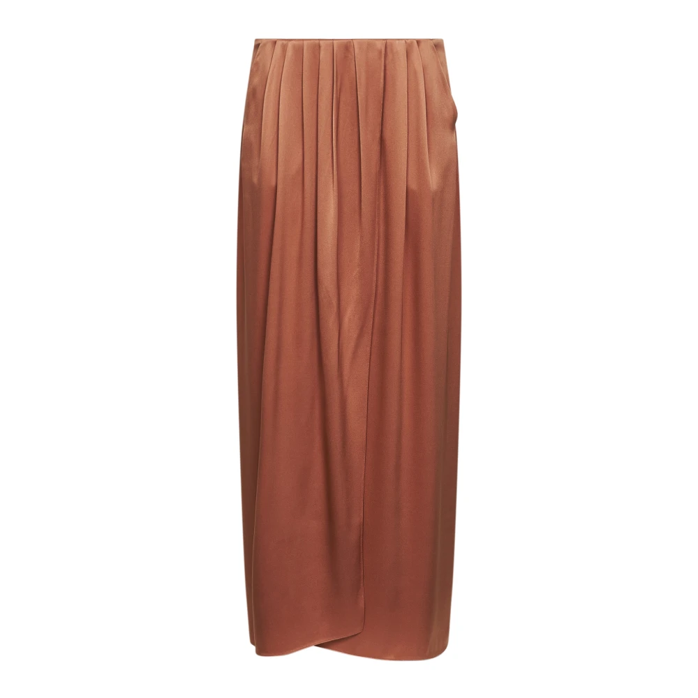 Giorgio Armani Midi Skirts, Female, M, Long Silk Wrap Skirt Orange