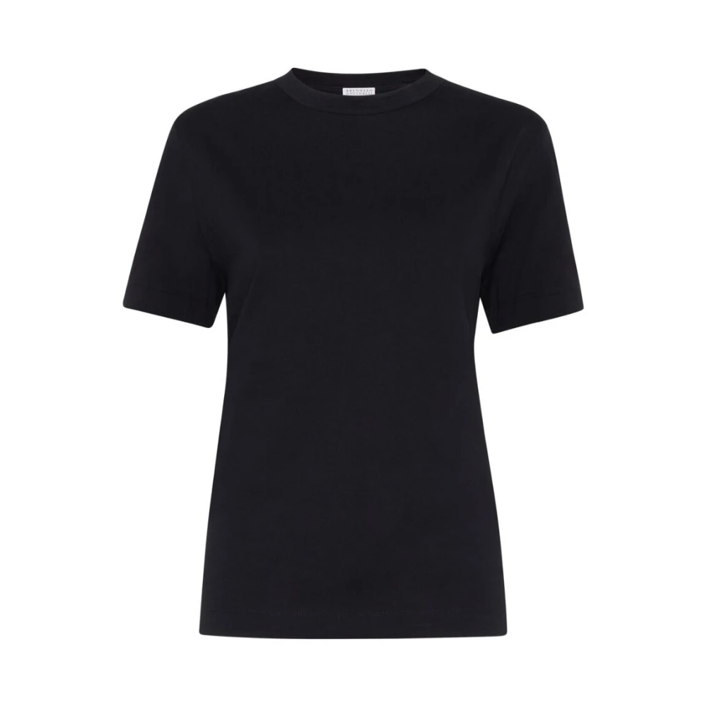 BRUNELLO CUCINELLI Zwarte Katoenen Monili Ketting T-shirt Black Dames