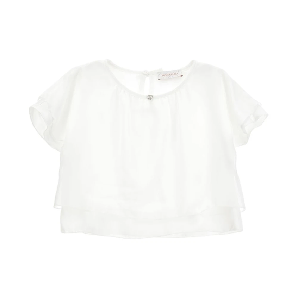 Monnalisa Girls White Playful Short Sleeve T-Shirt - Kids Short Sleeve T-Shirts - 10 Y - Kids