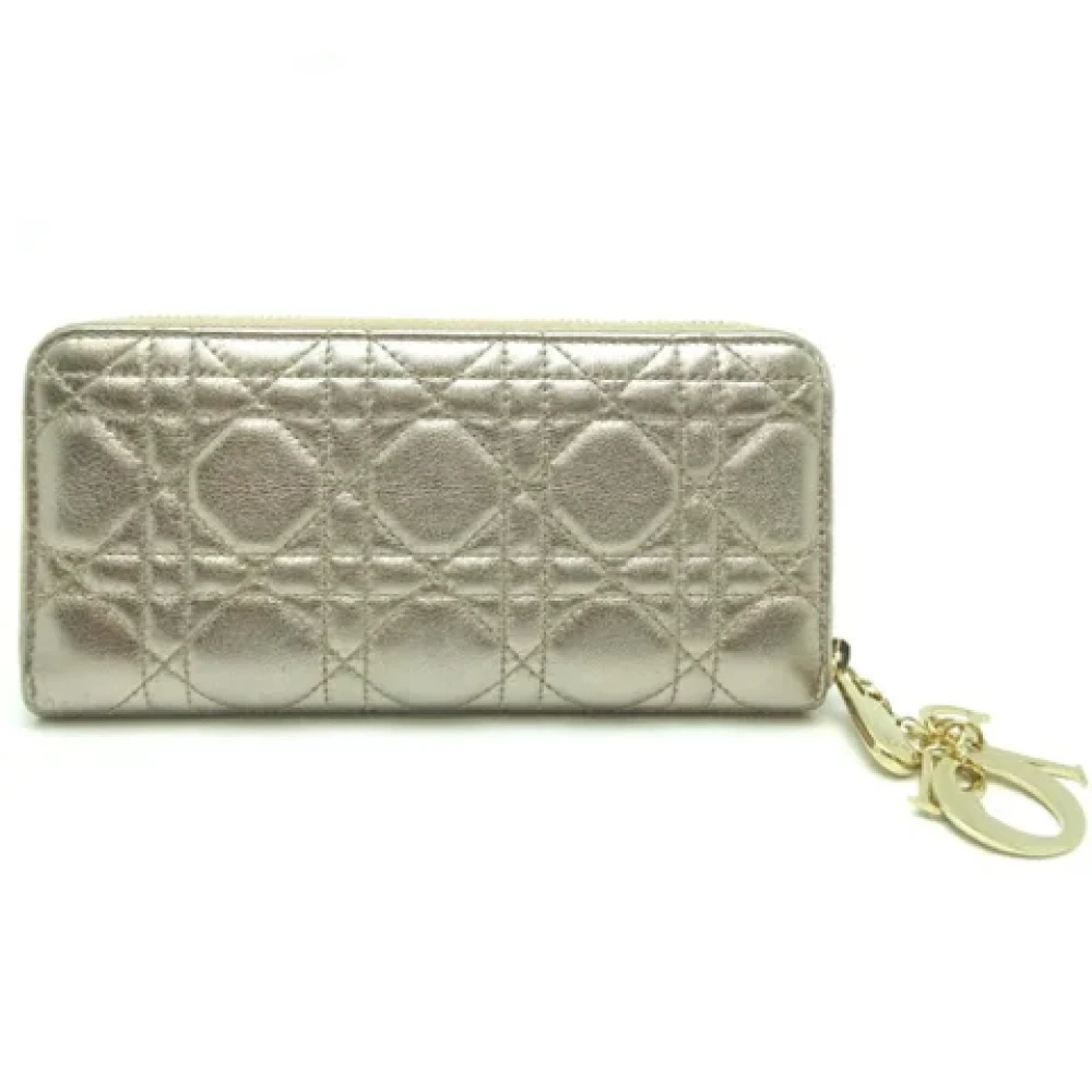 Dior Vintage Pre-owned Leather wallets Gray Dames