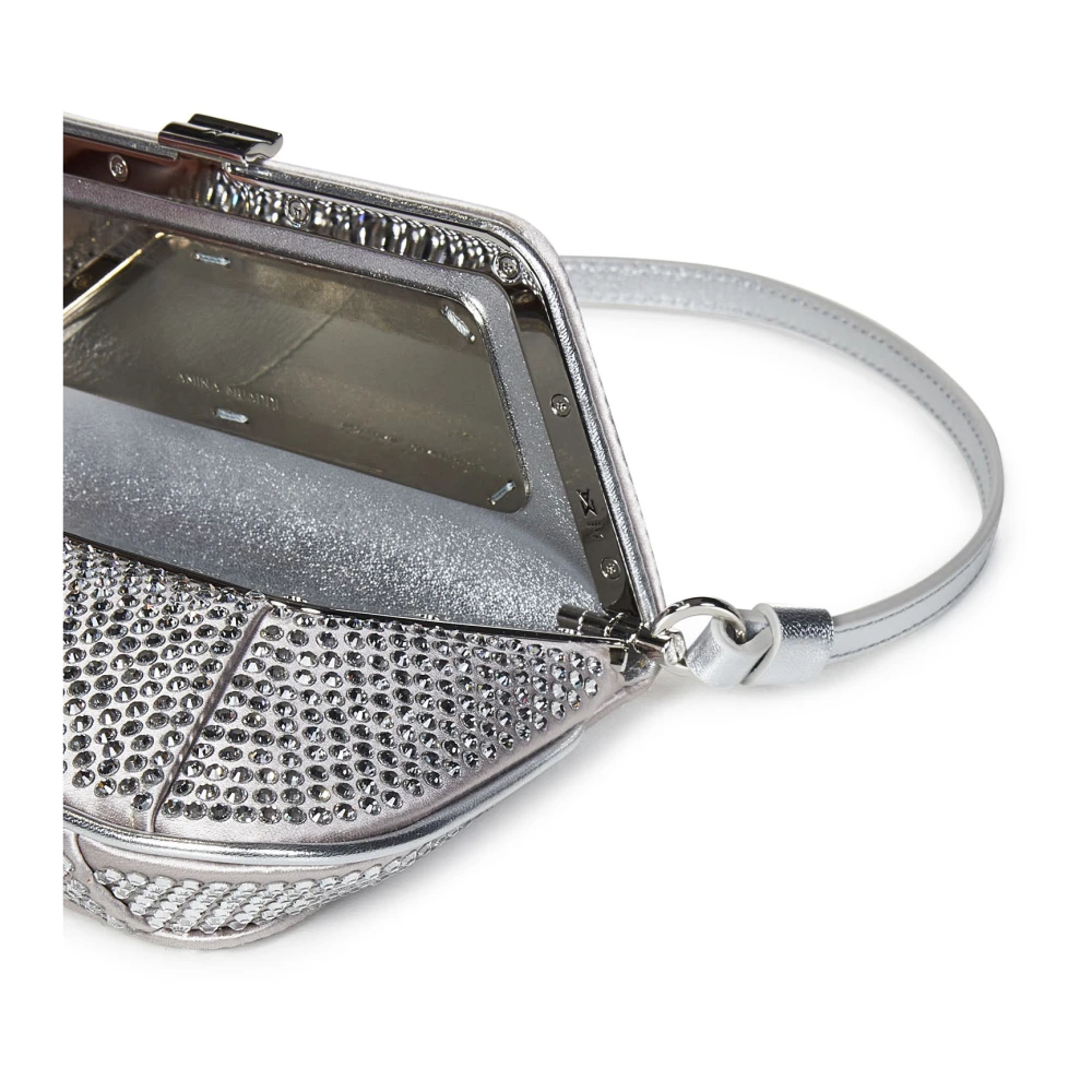 Amina Muaddi Kristallen Schoudertas Zilver Gray Dames