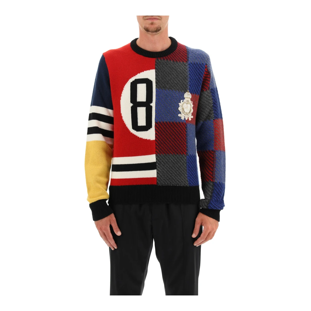 Dolce & Gabbana Multicolor Wol Crewneck Sweater Multicolor Heren