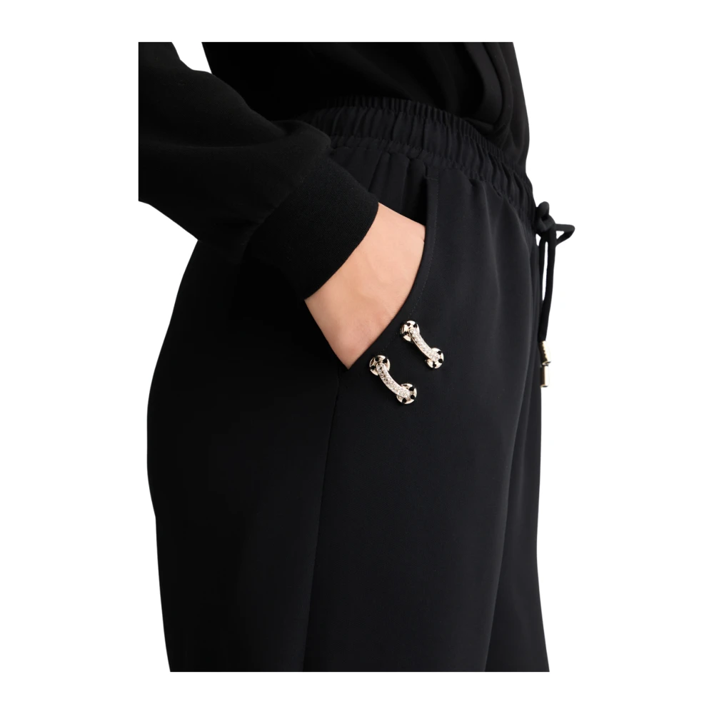 Liu Jo Moderne enkel-lengte sweatpants met elastische tailleband en decoratieve details Black Dames
