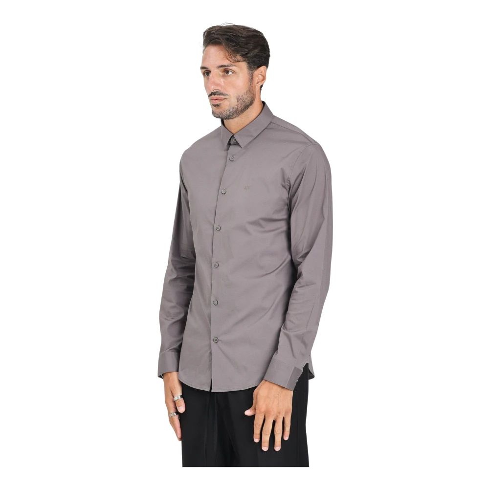 Armani Exchange Herr Grå Skjortor M, Långärmad Skjorta Essentiell Design