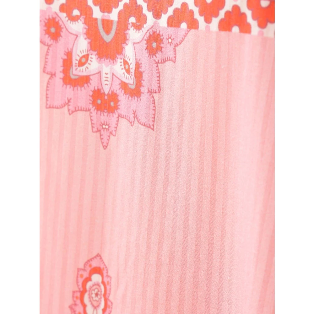 ETRO Roze Jurk met Wijd Uitlopende Zoom Pink Dames