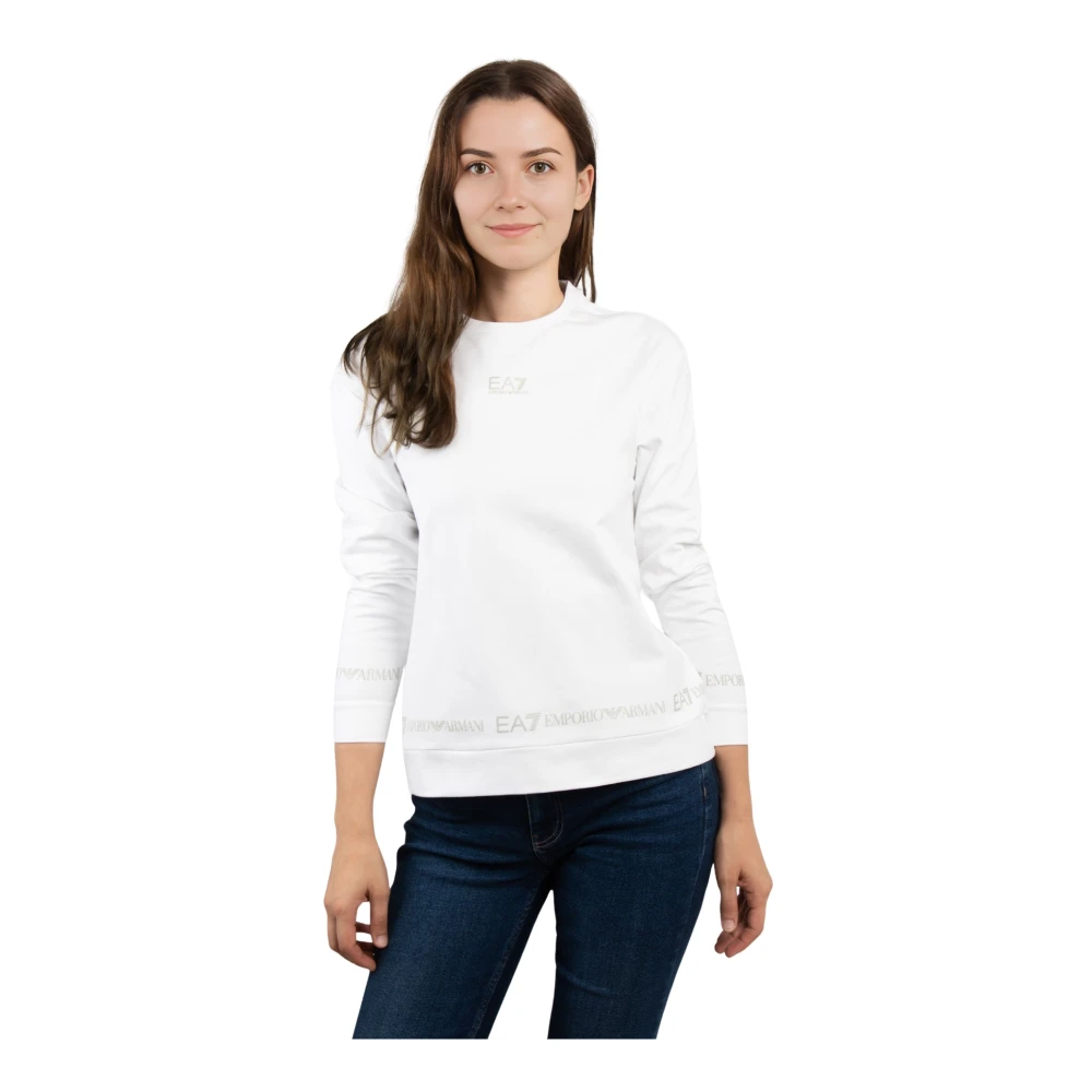 Emporio Armani EA7 Witte Dames Sweatshirt met Logo White Dames
