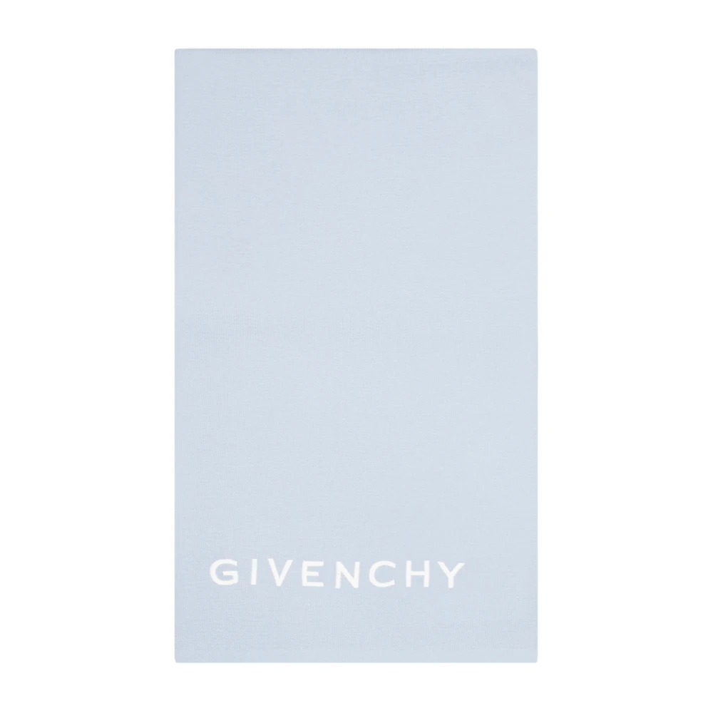 Givenchy Lichtblauw Witte Wollen Sjaal Blue Dames