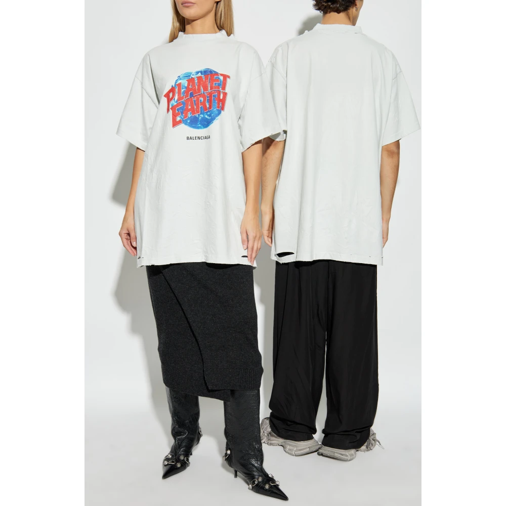 Balenciaga T-shirt met `vintage` effect Gray Unisex