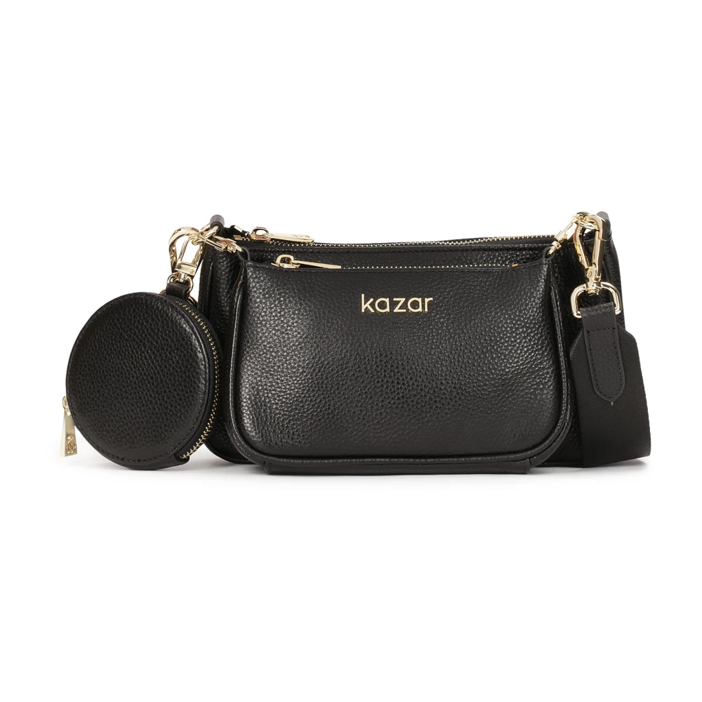 Kazar Modulaire leren handtas met textielband Black Dames