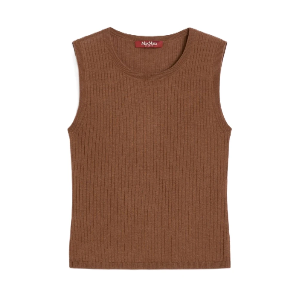 Max Mara Studio Beige Sleeveless Tops, Female, Xs, Abbozzi Top