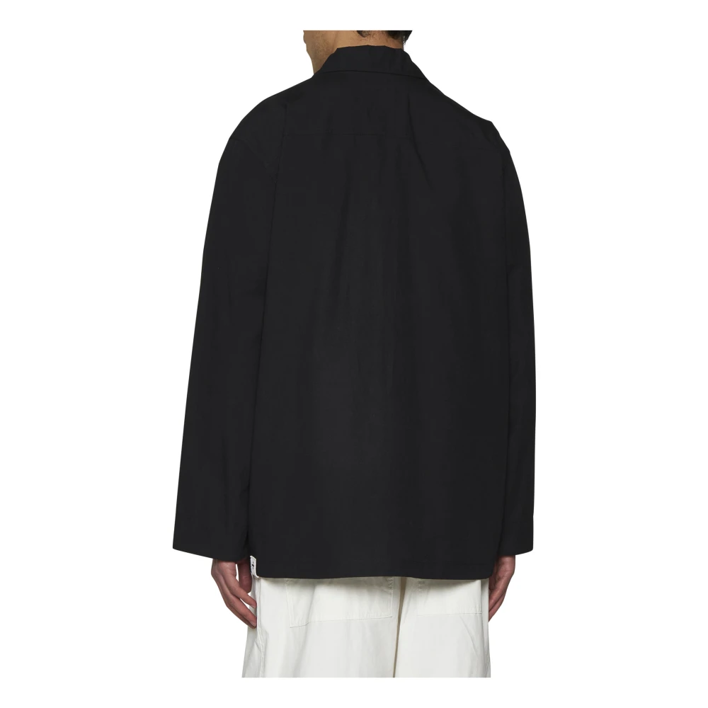 Jil Sander Zwarte Poplin Overhemd Klassieke Kraag Black Heren