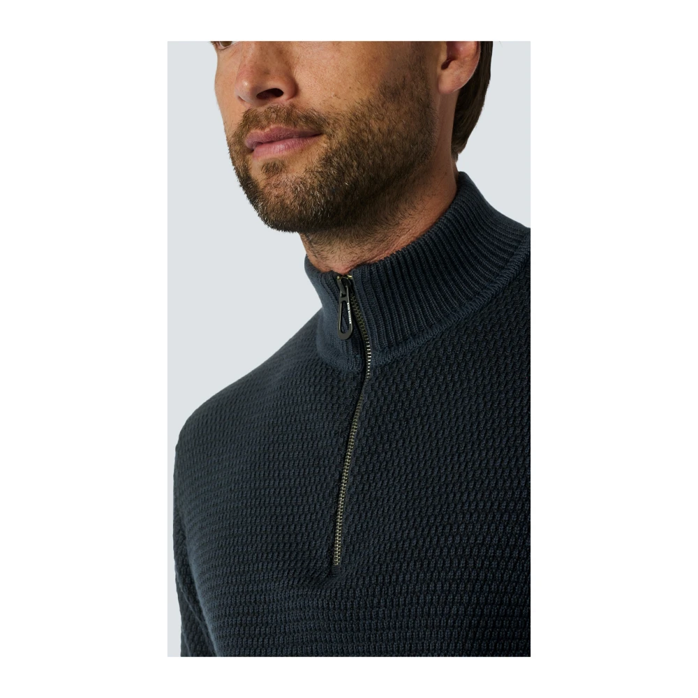 No Excess Mélange Half-Zip Pullover Stijlvol Comfort Blue Heren