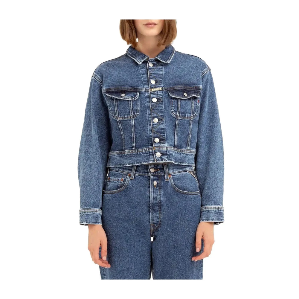 Replay Vintage Stone Wash Denim Jas Blue Dames