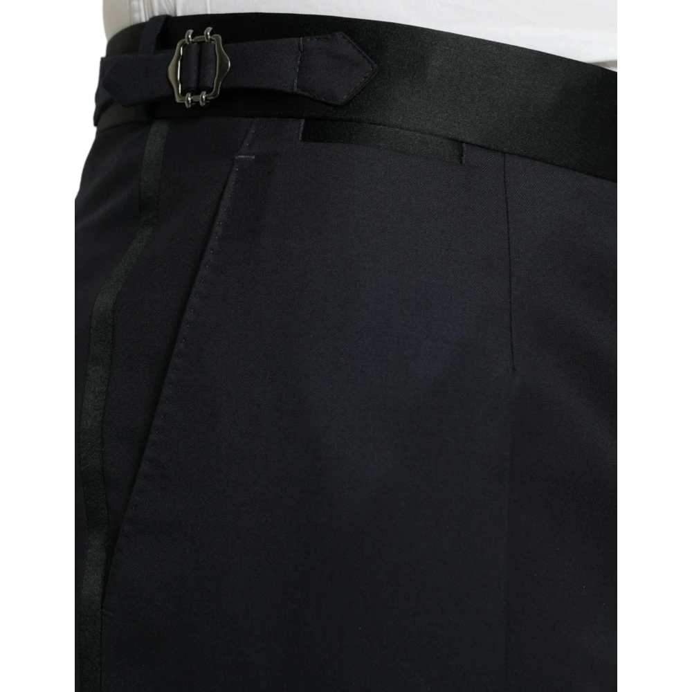 Dolce & Gabbana Elegante Geknipte Jurkbroek in Wol-Zijde Mix Blue Heren