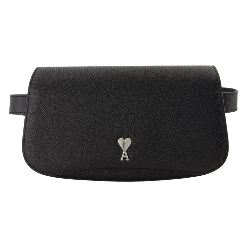 Ami Paris Gegranuleerde leren heuptas Parijs Black Dames