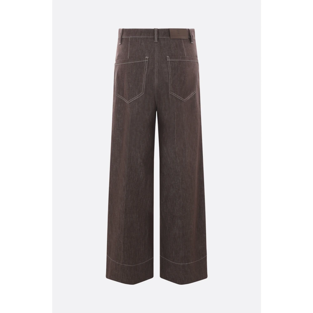 BRUNELLO CUCINELLI Bruine Flare Jeans met Contraststiksels Brown Dames