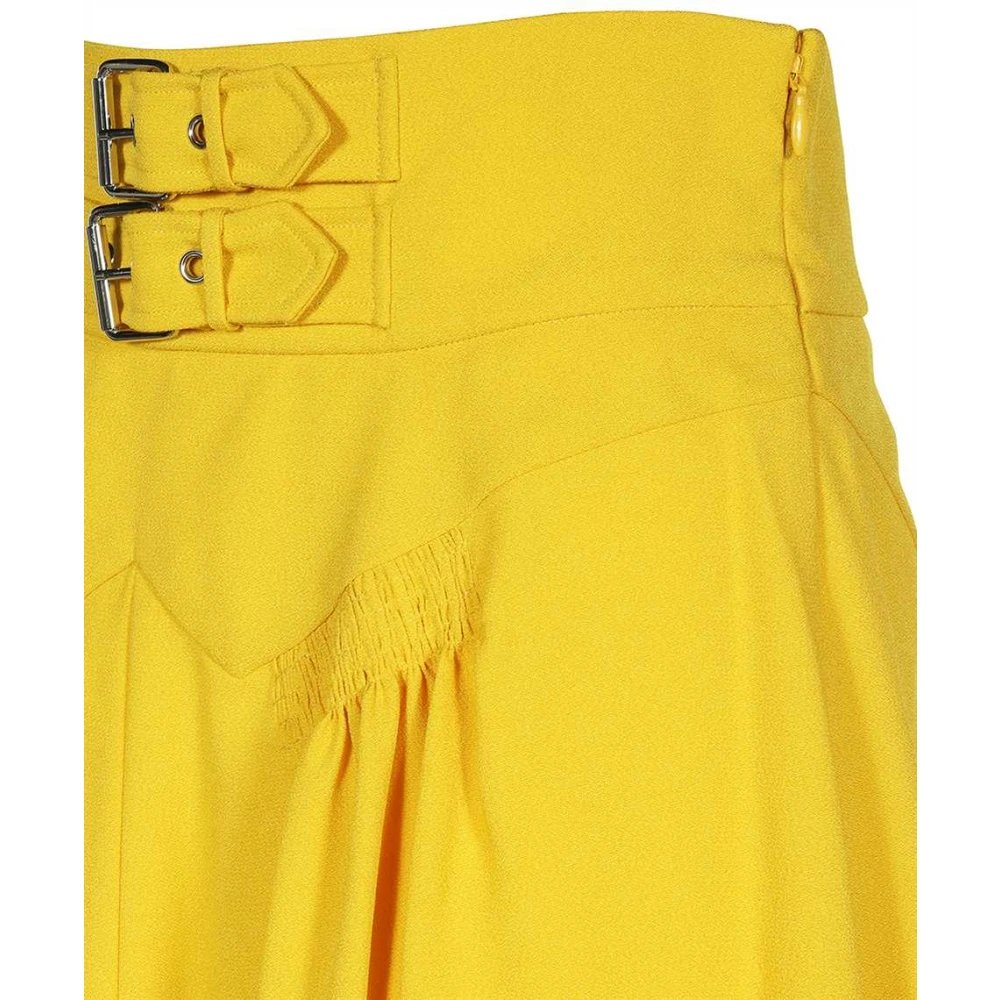 Moschino Geplooide Lange Rok met Tailleband Yellow Dames