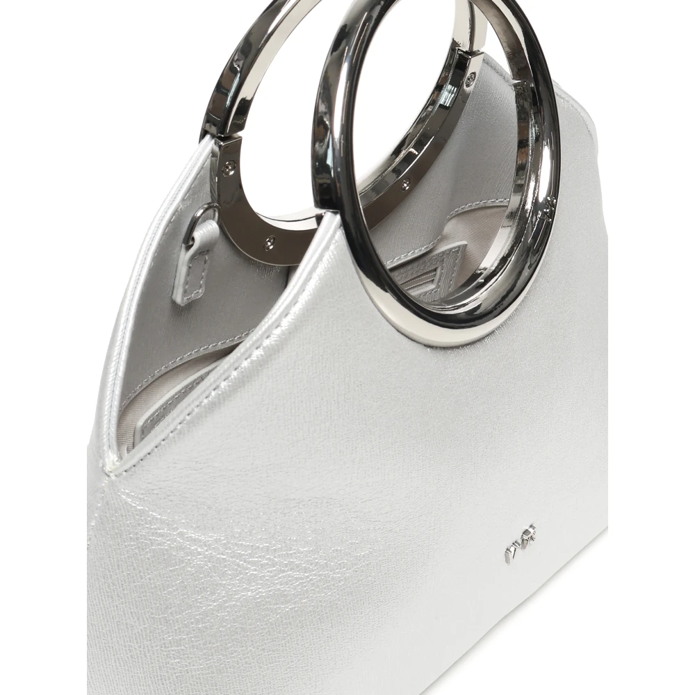 V73 Zilveren Clutch Tas met Cirkel Handvat Gray Dames
