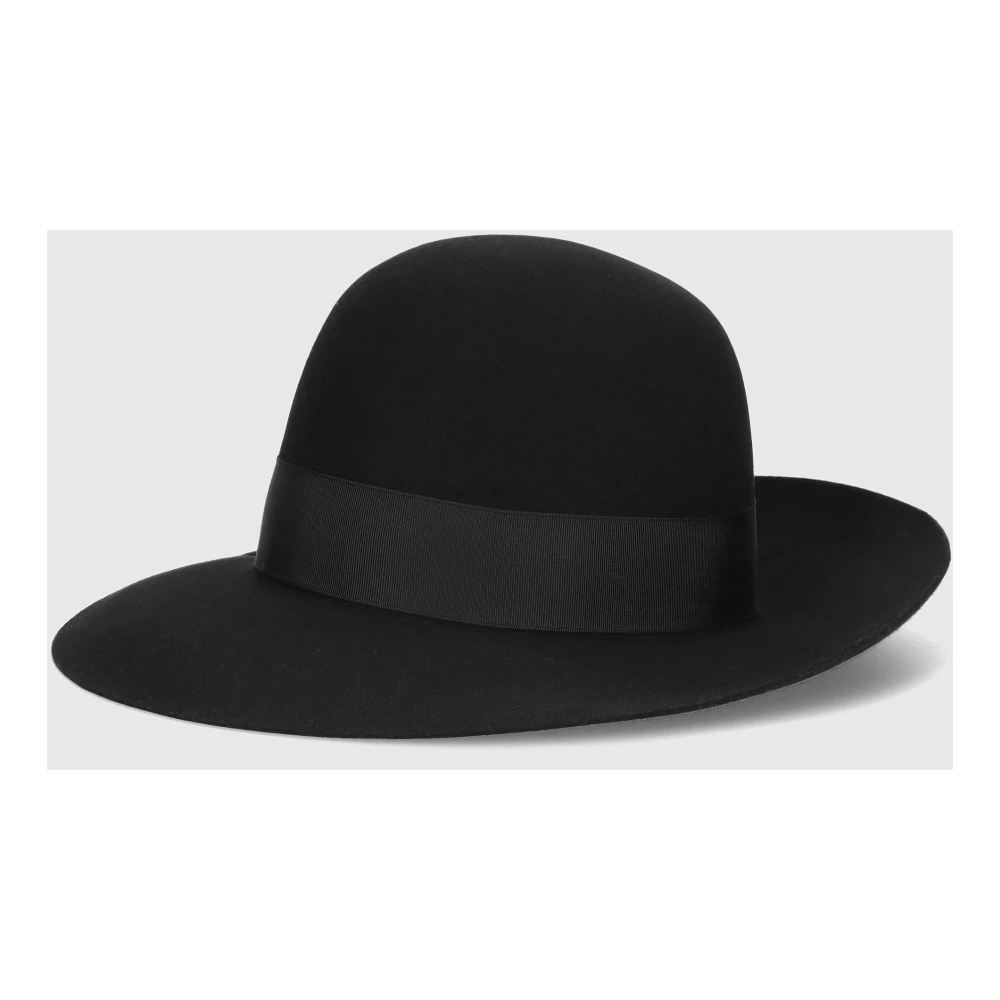 Borsalino Eleonora Folar Grote Rand Hoed Black Dames